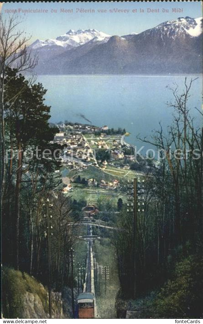 12063857 Vevey VD Funiculaire Du Mont Pelerin Vue Sur Vevey Et La Dent Du Midi V - Altri & Non Classificati