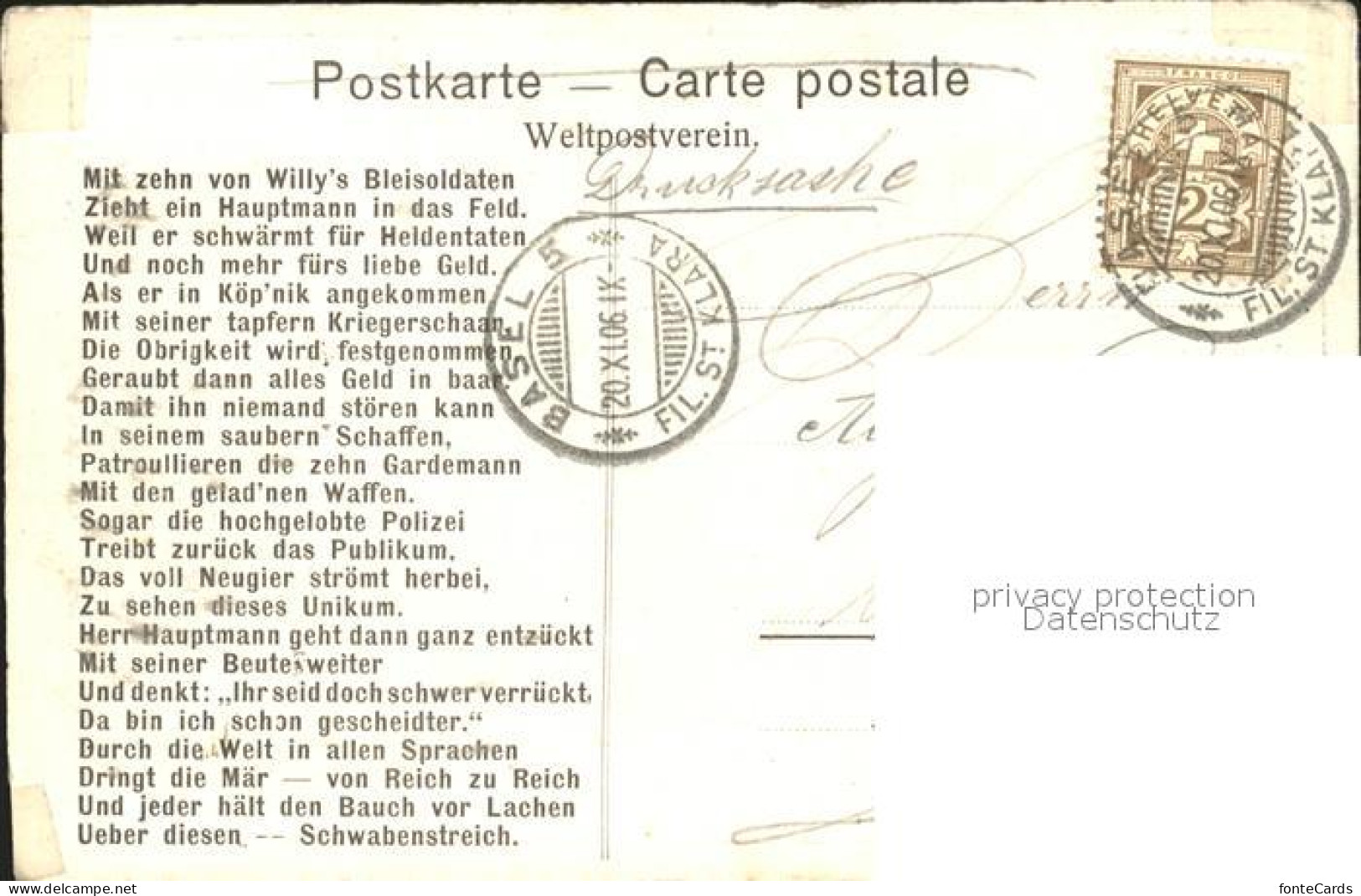 12057737 Basel BS Hauptmann Von Koepenick Kuenstlerkarte Basel BS - Other & Unclassified