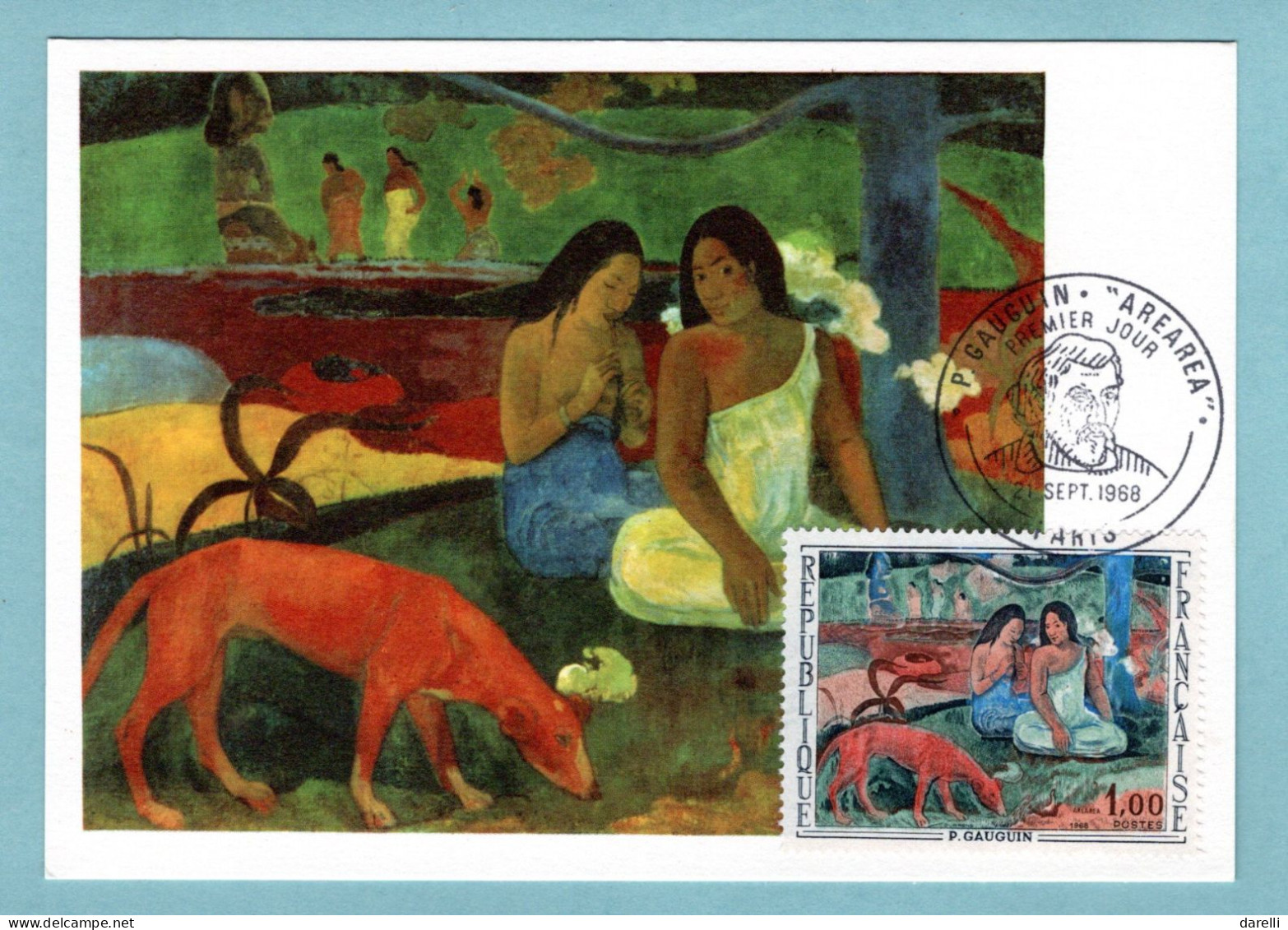 Carte Maximum 1968 - Paul Gauguin - Arearea - YT 1568 - Paris - 1960-1969