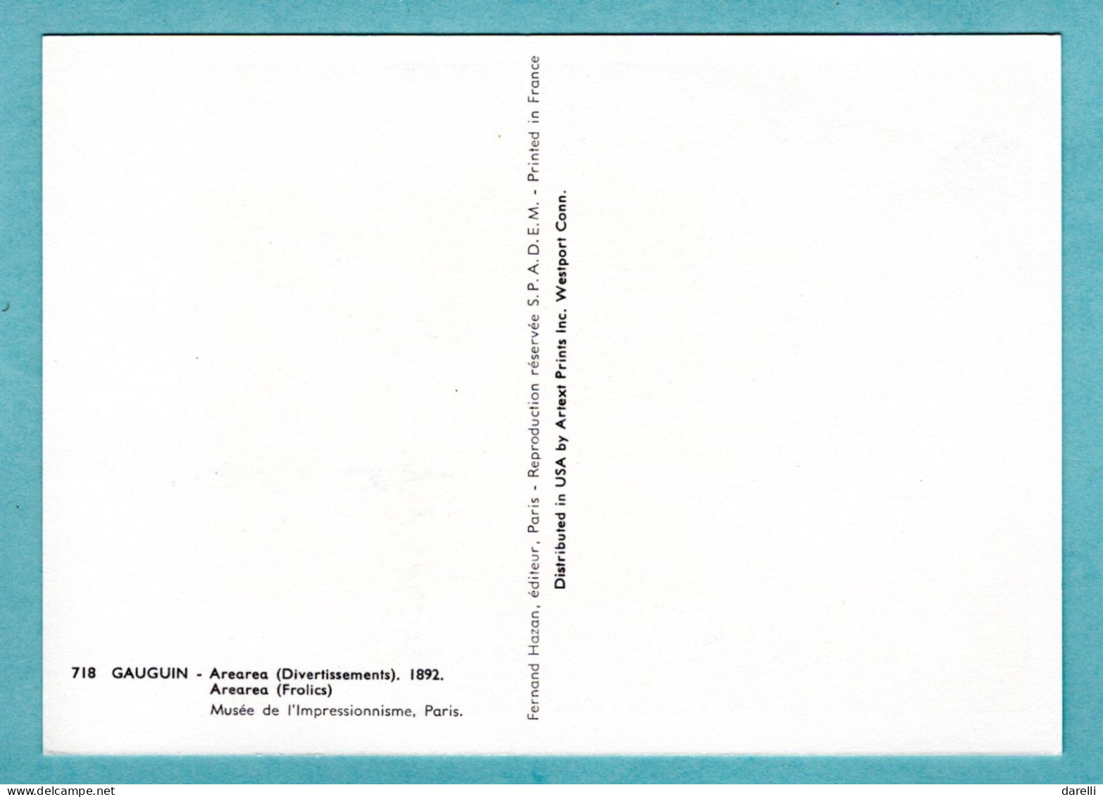 Carte Maximum 1968 - Paul Gauguin - Arearea - YT 1568 - Paris - 1960-1969