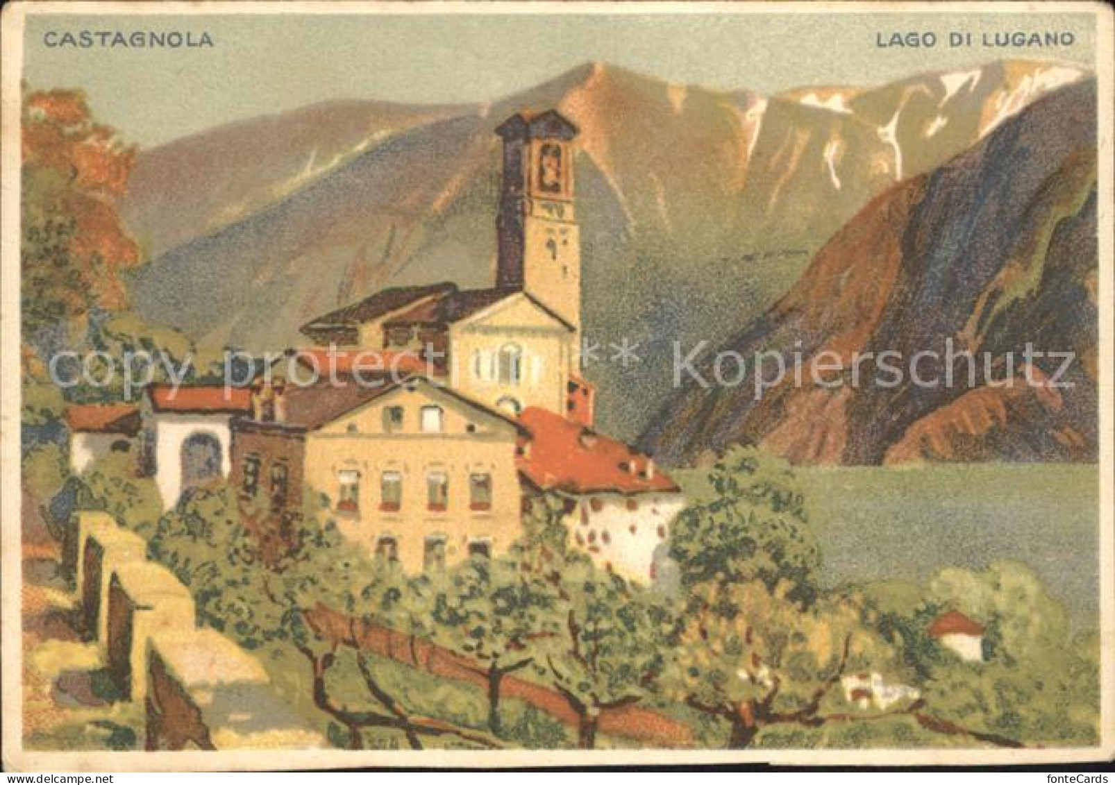 12056527 Castagnola-Cassarate Kuentlerkarte Kirchenpartie Am Lago Di Lugano Cast - Sonstige & Ohne Zuordnung