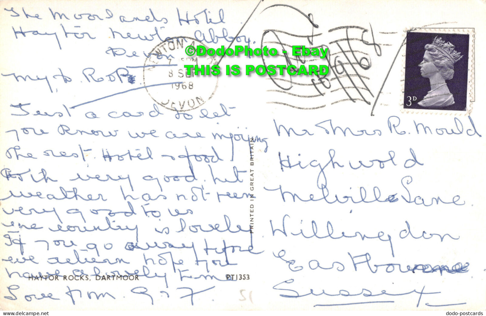 R413389 Dartmoor. Haytor Rocks. Postcard. 1968 - World
