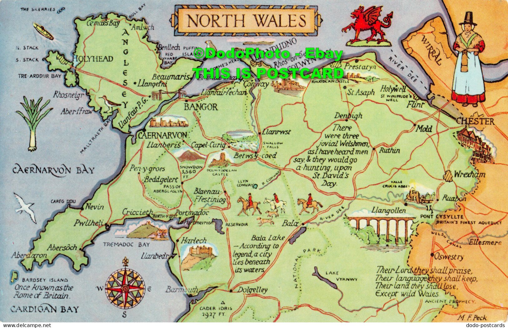 R413390 North Wales. Map. J. Salmon. Postcard - World