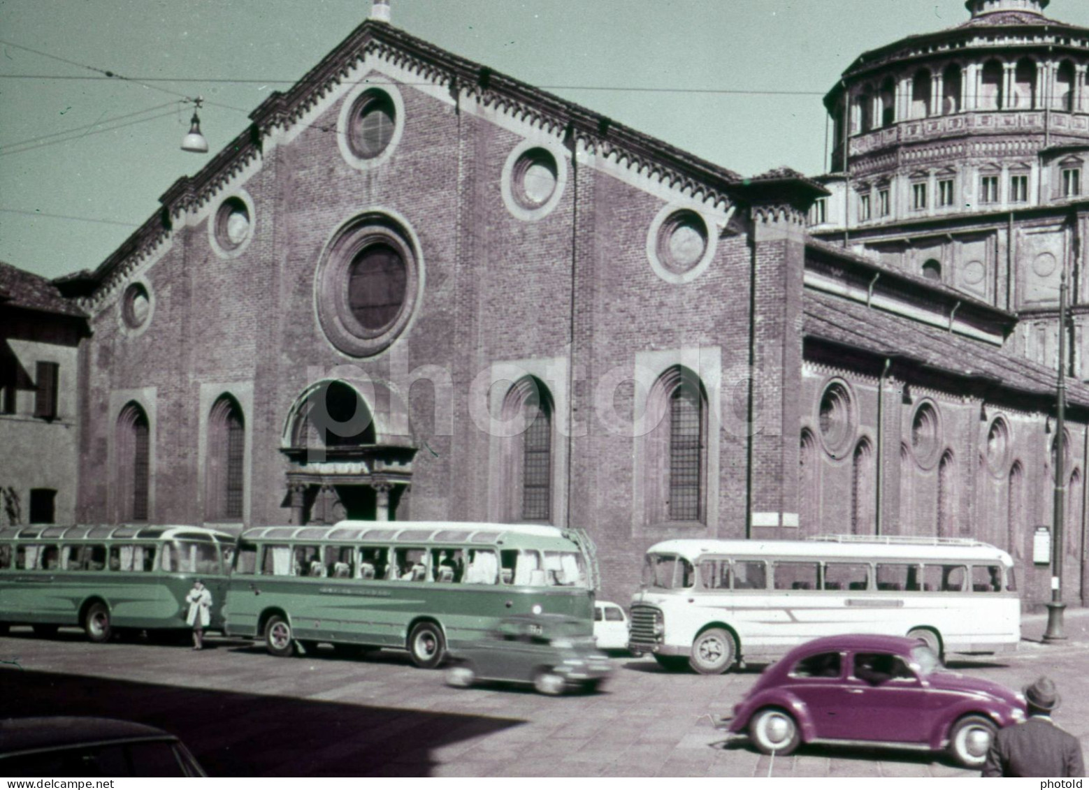 1960s VW VOLKSWAGEN MAGGIOLINO FIAT BUS MILANO AUTOBUS ITALY 35mm TOURISTIC SLIDE PHOTO FOTO NB4166 - Diapositives