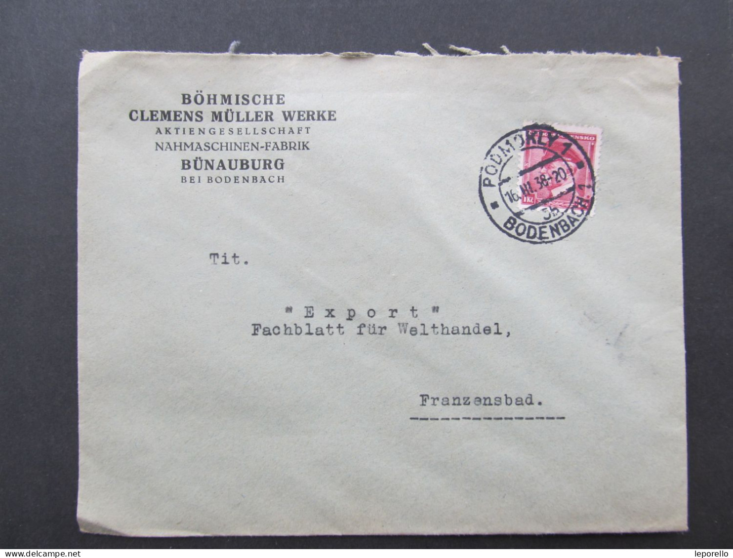 AK Děčín Bynov Bünauburg - Frant. Lázně 1938 C.Müller // P9862 - Storia Postale