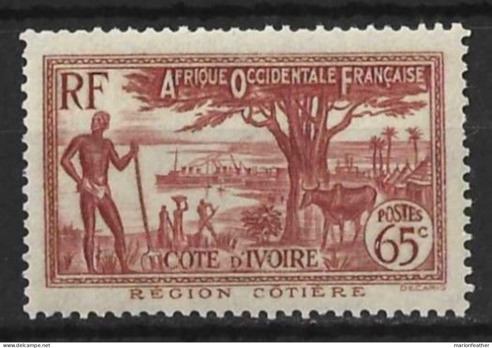 IVORY COAST....." 1936 ."....65c......SG132........MH....... - Unused Stamps