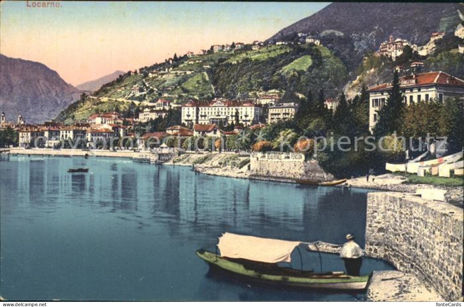 12047627 Locarno TI Uferpartie Am See Boot  - Sonstige & Ohne Zuordnung