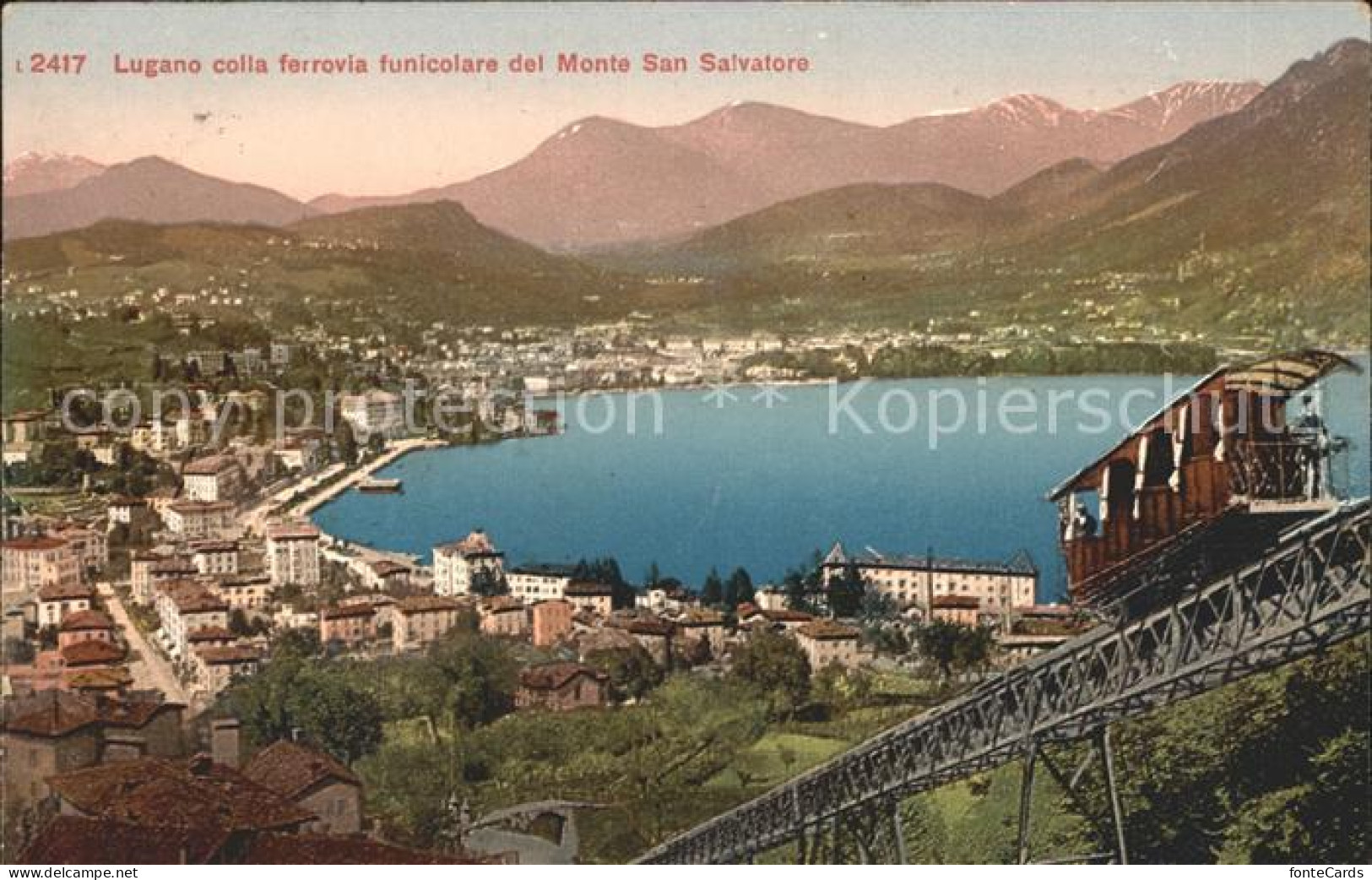 12047427 Lugano TI Colla Ferrovia Funicolare Del Monte San Salvatore Bergbahn Al - Altri & Non Classificati