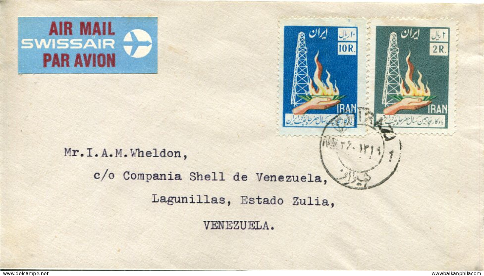1958 Persia First Oil Well Swissair To Venezuela - Iran