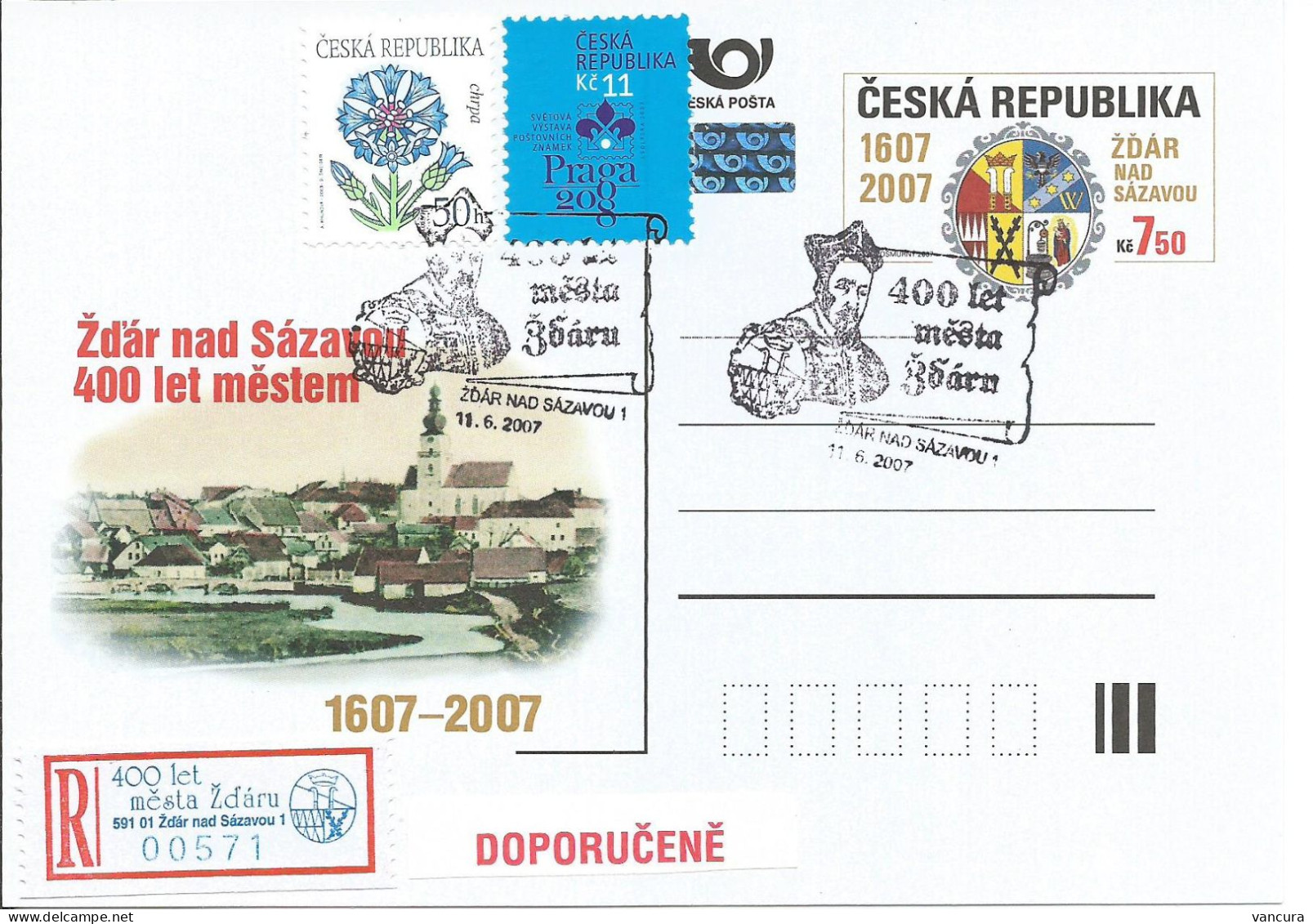 Card CDV 113 Czech Republic Zdar Nad Sazavou Anniversary 2007 Saar - Autres & Non Classés