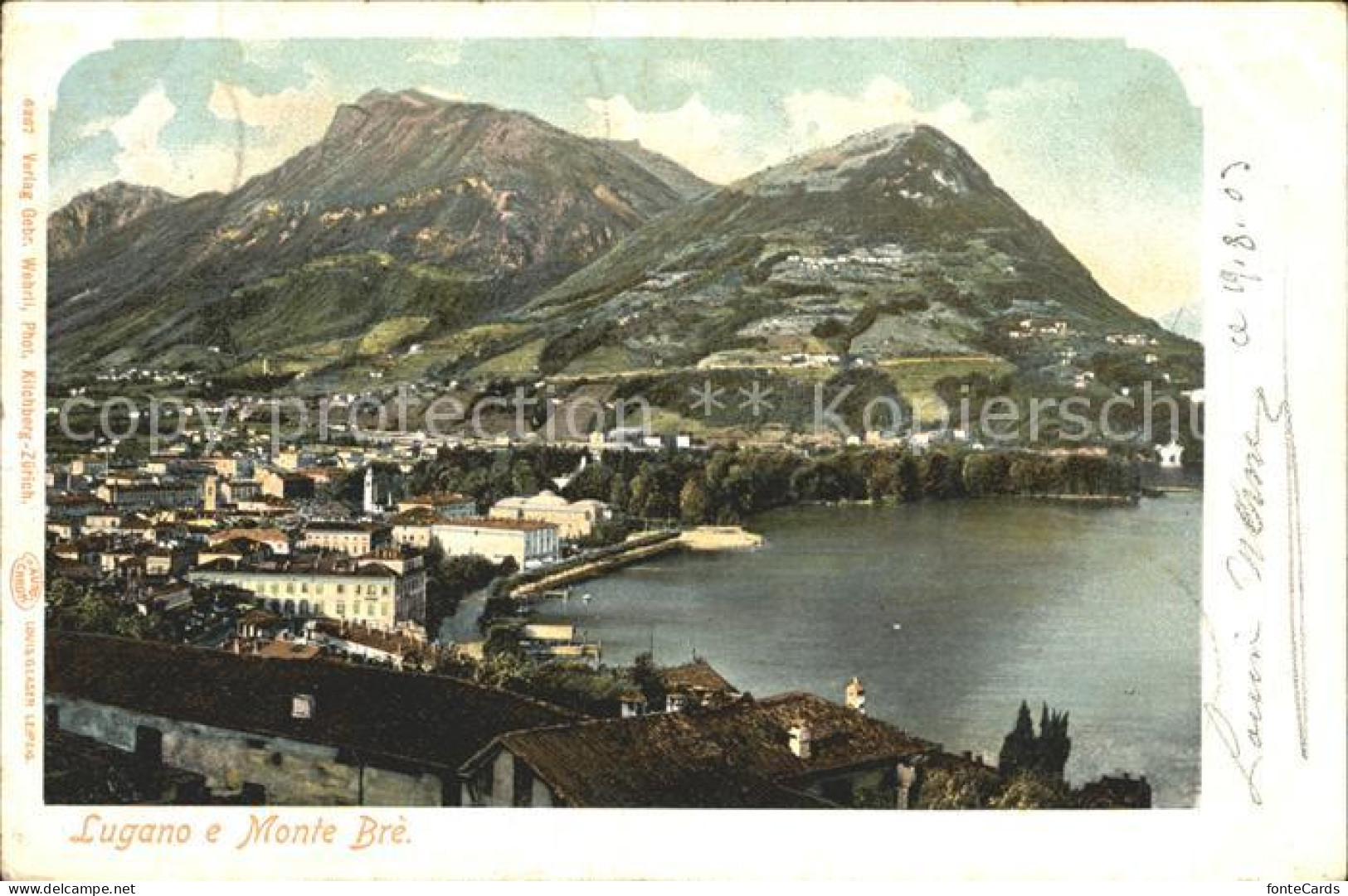 12046027 Lugano TI E Monte Bre Lago Die Lugano Luganersee Lugano - Autres & Non Classés