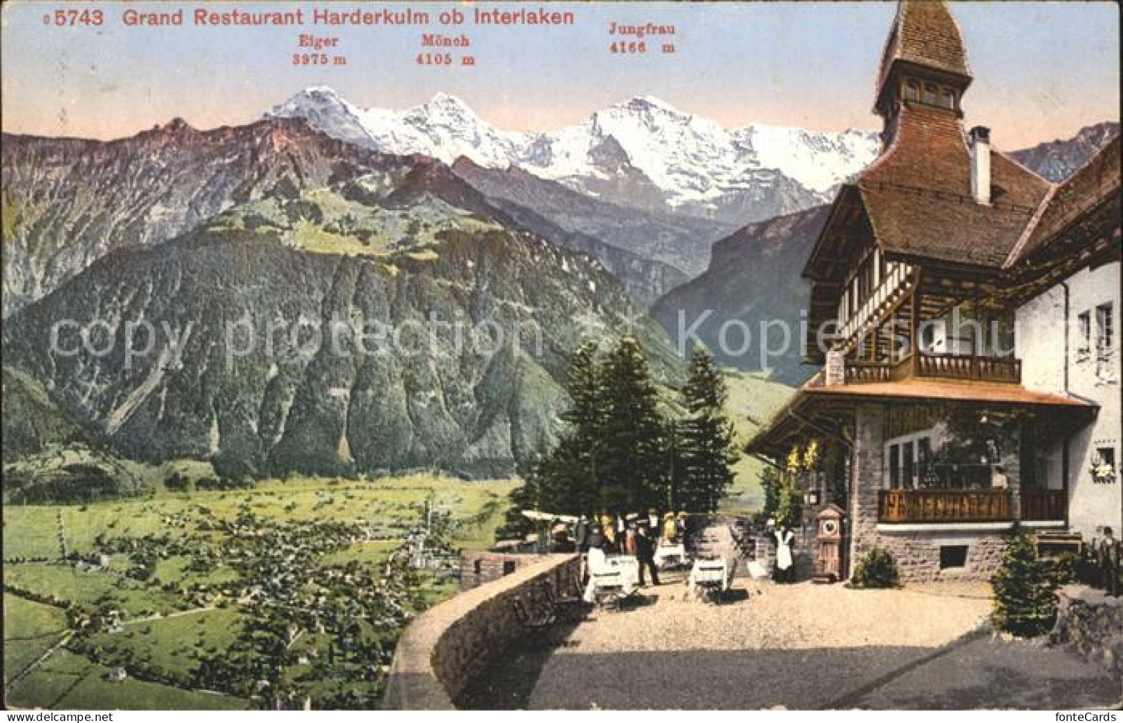 12044897 Interlaken BE Grand Restaurant Harderkulm Mit Eiger Moench Jungfrau Int - Other & Unclassified