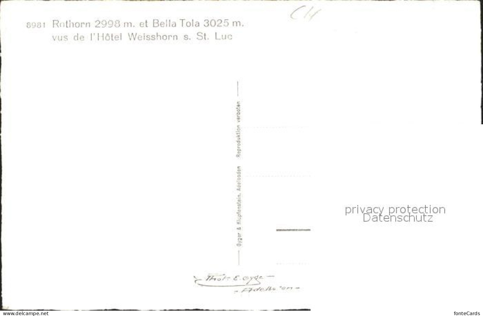 12044857 Rothorn Aletschgletscher Bella Tola Hotel Weisshorn Rothorn - Autres & Non Classés