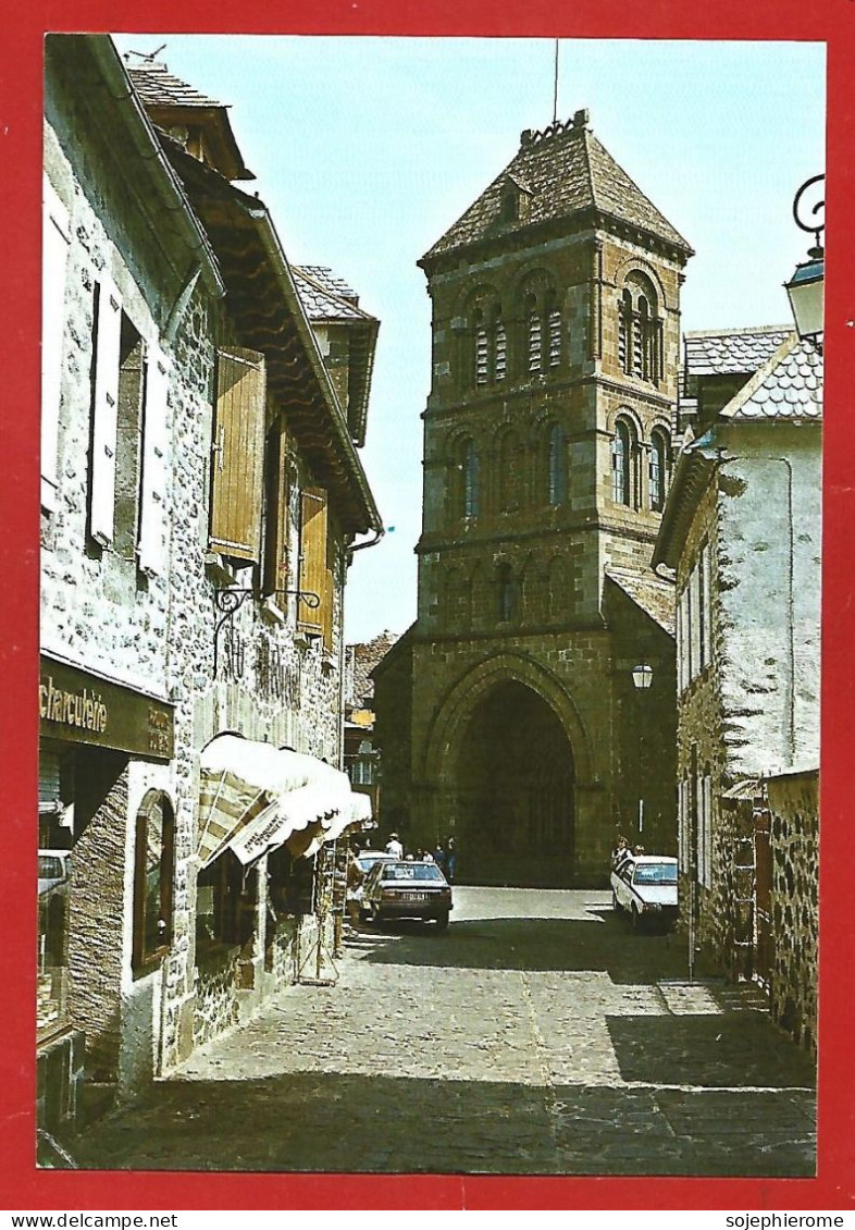 Salers (15) La Rue Du Beffroi Et L'église 2scans édition De Luxe Charcuterie "carré Et Croquant à L'ancienne" - Andere & Zonder Classificatie