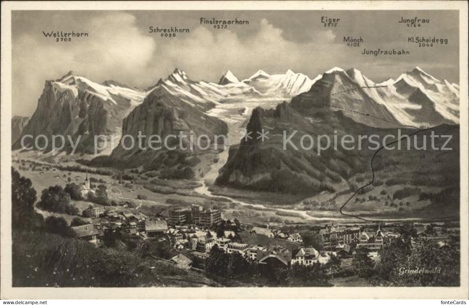 12044237 Grindelwald Panoramakarte Grindelwald - Sonstige & Ohne Zuordnung