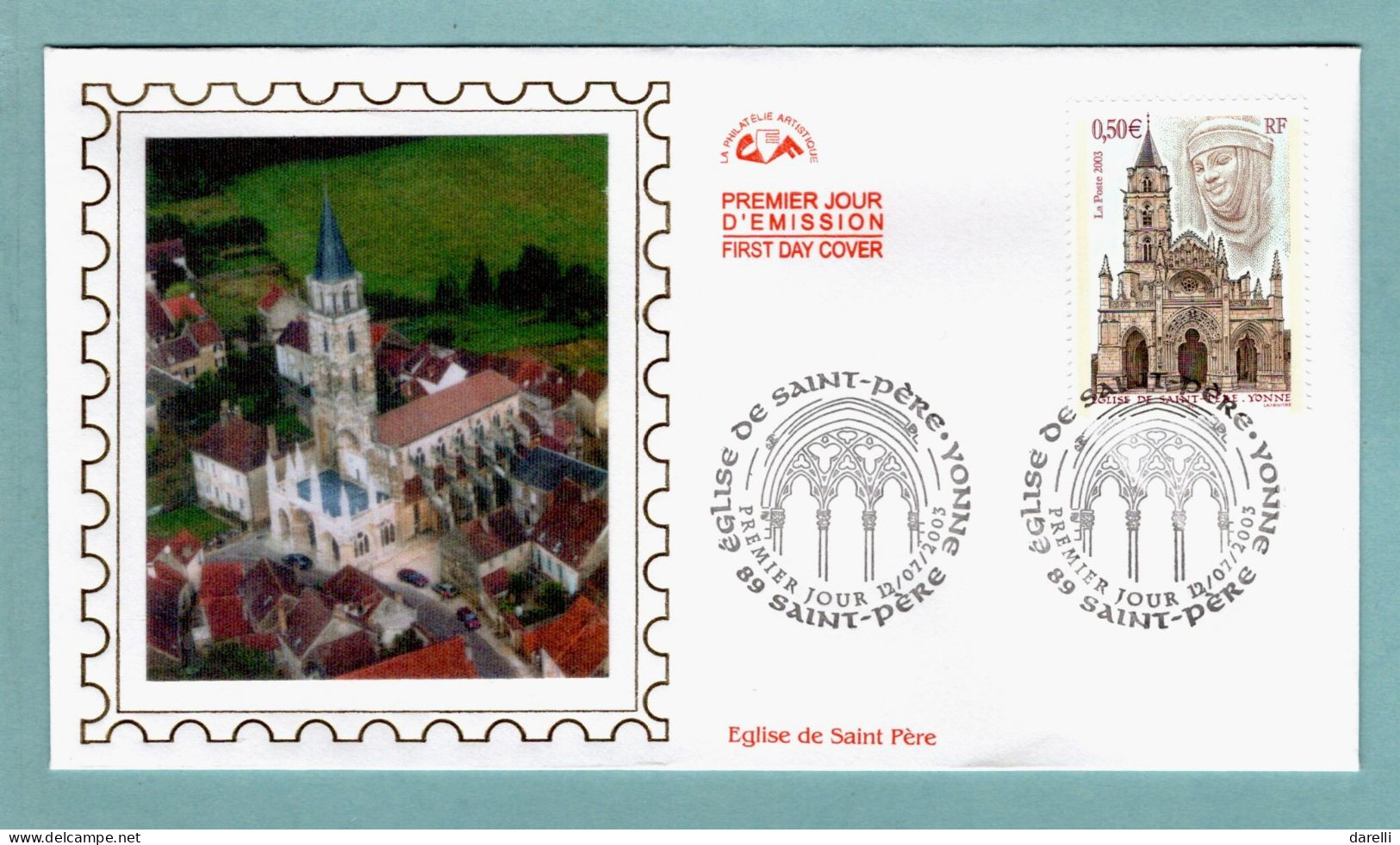 FDC France 2003 - Eglise De Saint-Père (Yonne) - YT 3586 - 89 Saint Père - 2000-2009