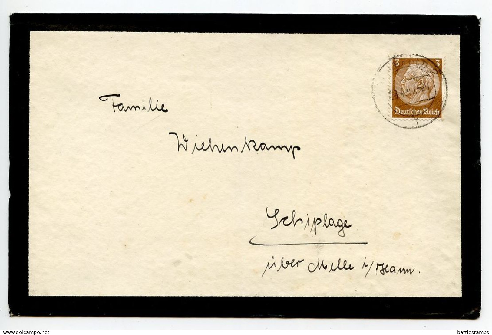 Germany 1940 Mourning Cover; Bielefeld To Schiplage; 3pf. Hindenburg - Lettres & Documents