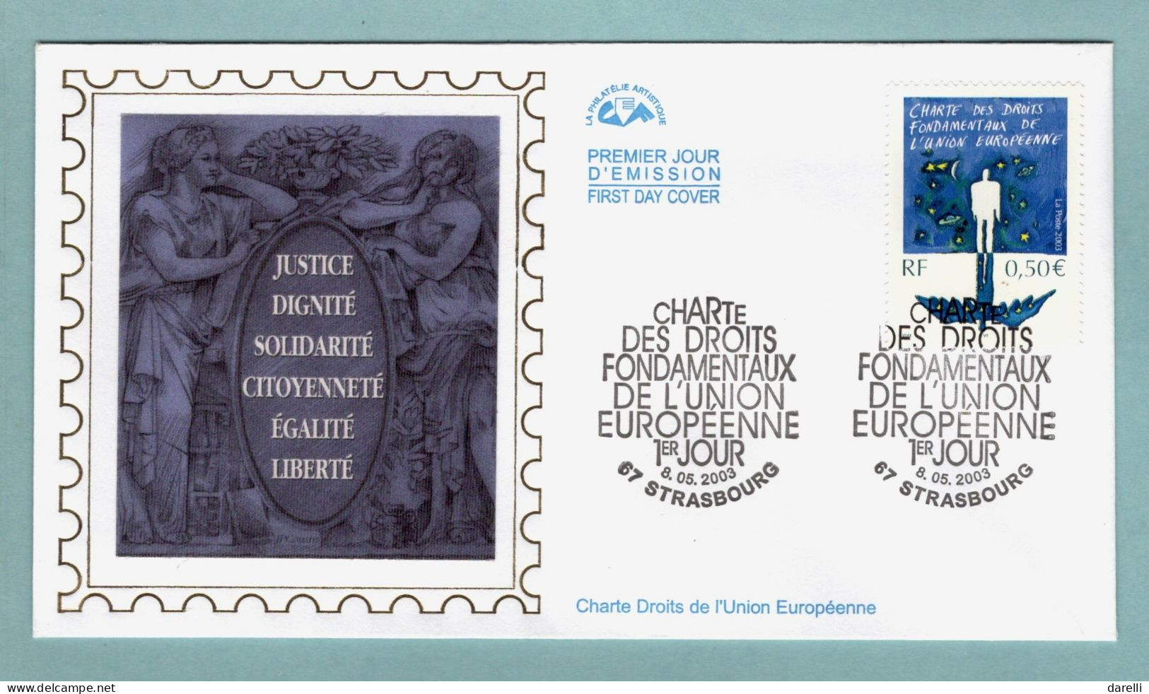 FDC France 2003 - Charte Des Droits Fondamentaux De L'union Européenne - YT 3555 - 67 Strasbourg - 2000-2009