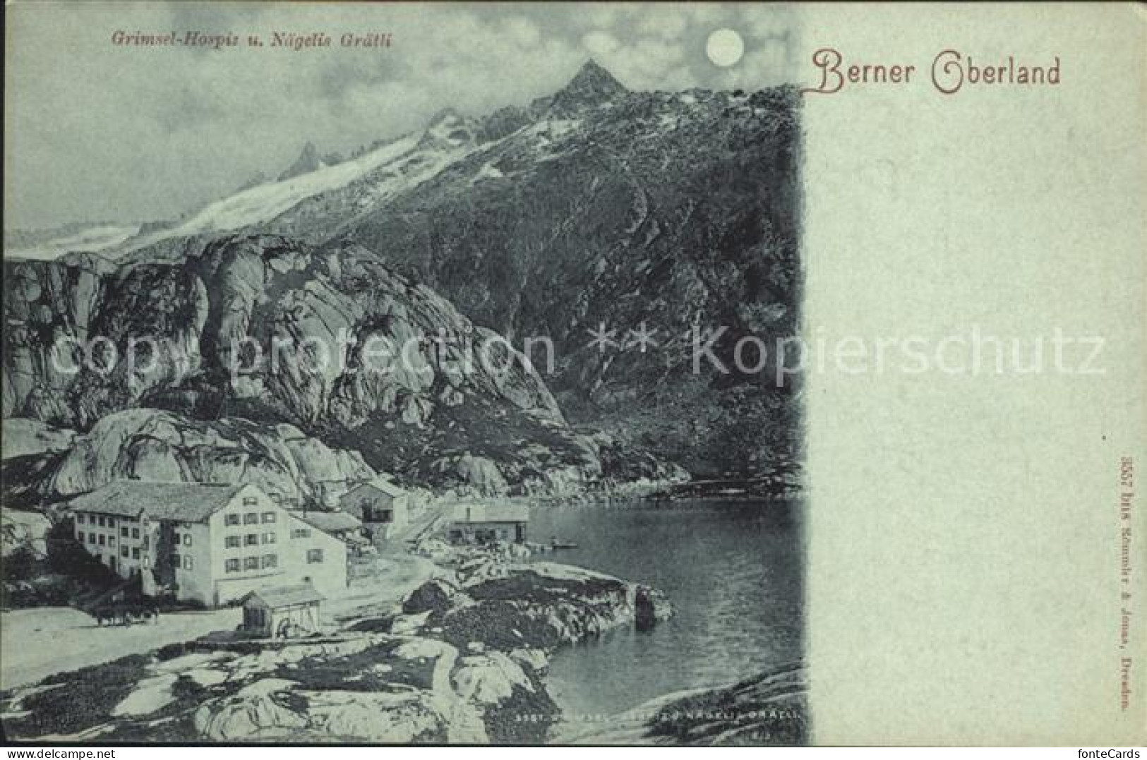 12042367 Grimsel Pass Hospiz Mit Naegelis Graetli Mondscheinkarte Grimsel Pass - Other & Unclassified