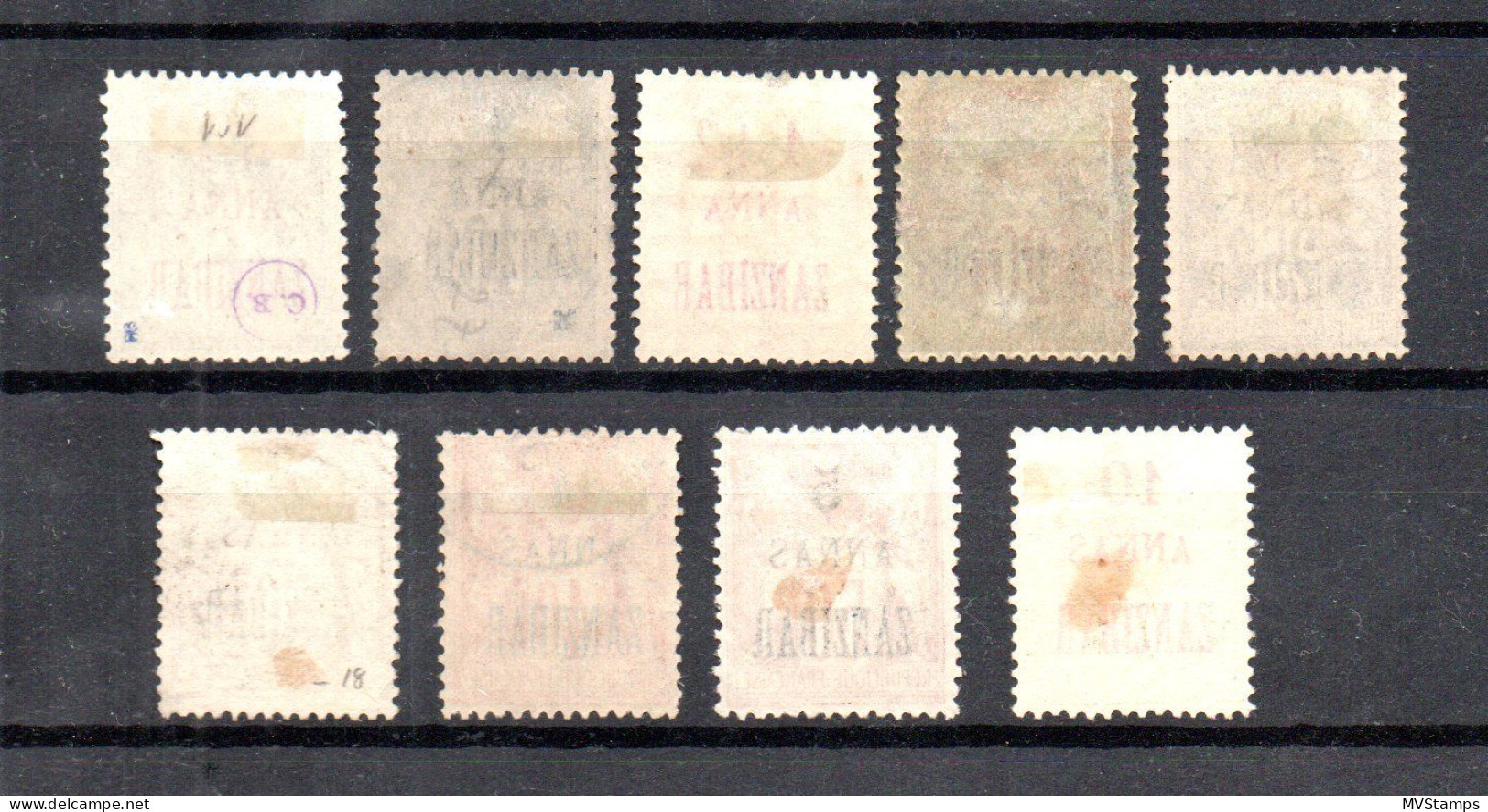 Zanzibar (France) 1897 Old Set Definitive Sage Stamps (Michel 27/35) Used - Gebruikt