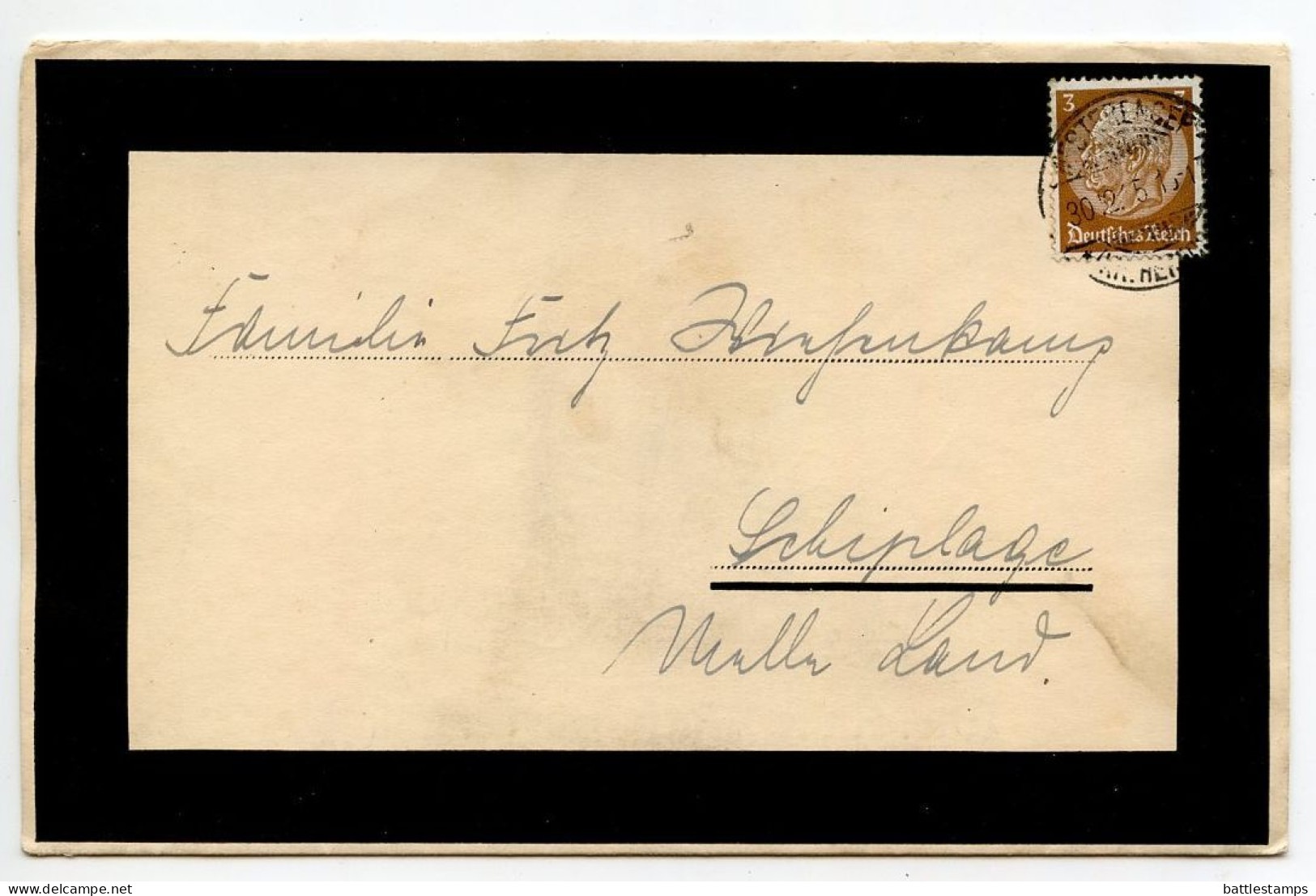 Germany 1935 Mourning Cover; Westerenger To Schiplage; 3pf. Hindenburg - Covers & Documents