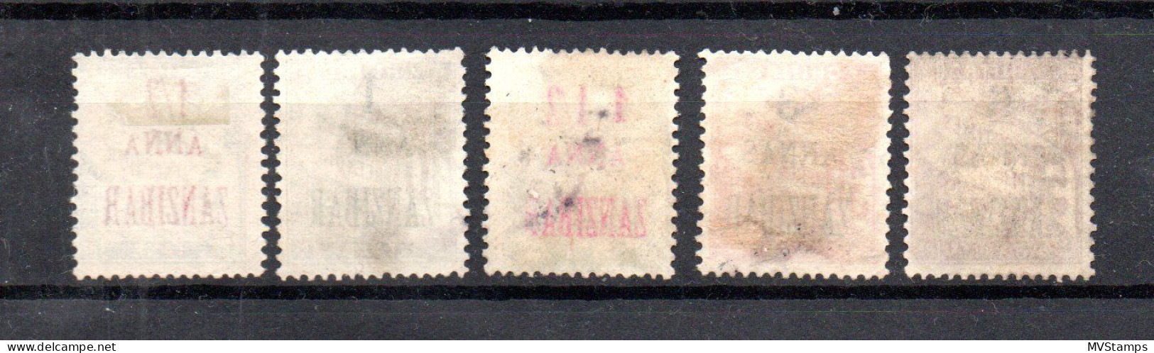 Zanzibar (France) 1897 Old Set Postage-due Sage Stamps (Michel P 1/5) Used - Oblitérés