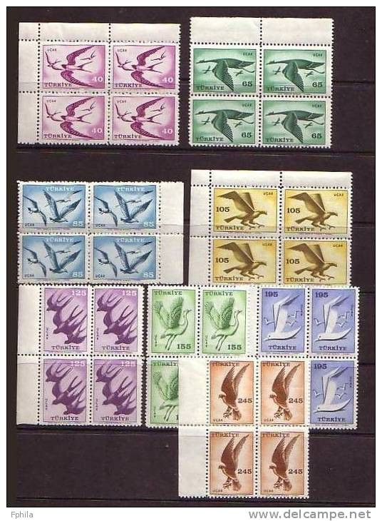 1959 TURKEY AIRMAIL STAMPS BLOCK OF 4 MNH ** - Neufs