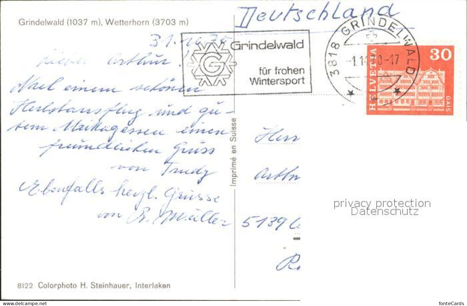 12039277 Grindelwald Dorfpartie Mit Wetterhorn Grindelwald - Altri & Non Classificati