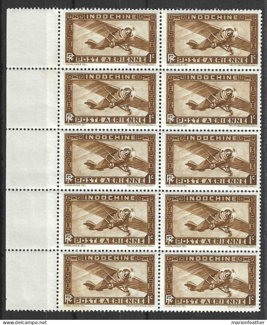 INDO-CHINA...." 1933.."...1c X MARGINAL BLOCK OF 10.......SG197........MNH... - Nuevos