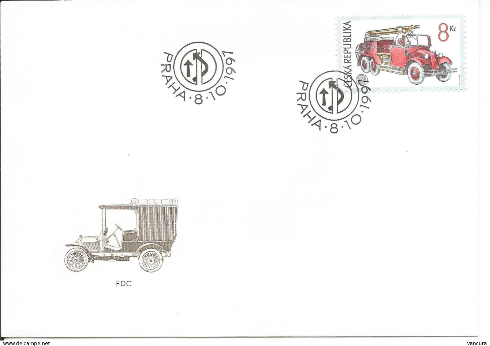 FDC 161 Czech Republic Fireman Vehicle 1997 - Sapeurs-Pompiers