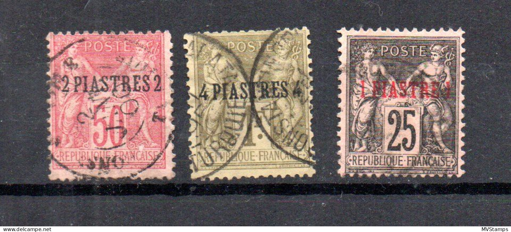 Levante (France) 1885/91 Old Overprinted Sage Stamps (Michel 2/4) Used - Usati