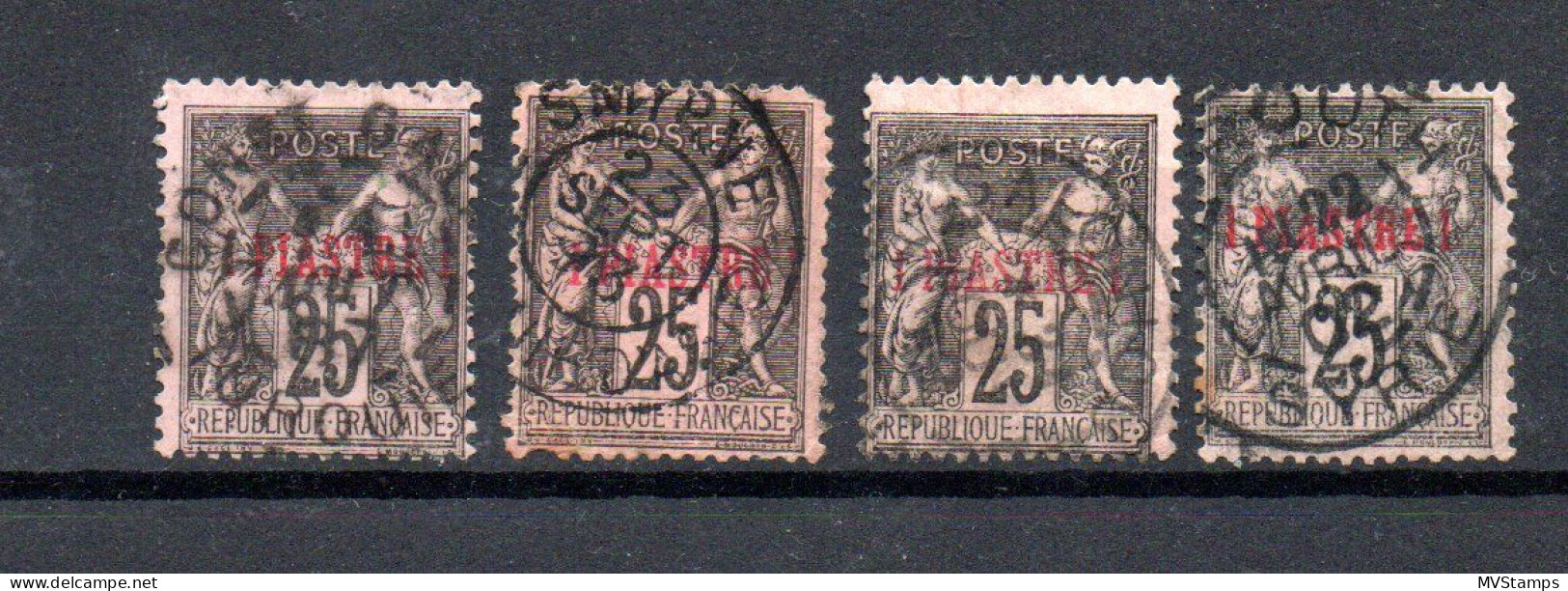 Levante (France) 1885/91 Old Overprinted Sage Stamps Used Different Postmarks - Gebruikt