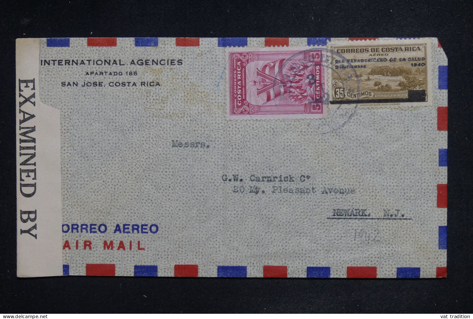 COSTA RICA - Lettre Commerciale Par Avion Avec Censure à L'arrivée > Les USA - 1942 - A 3001 - Costa Rica