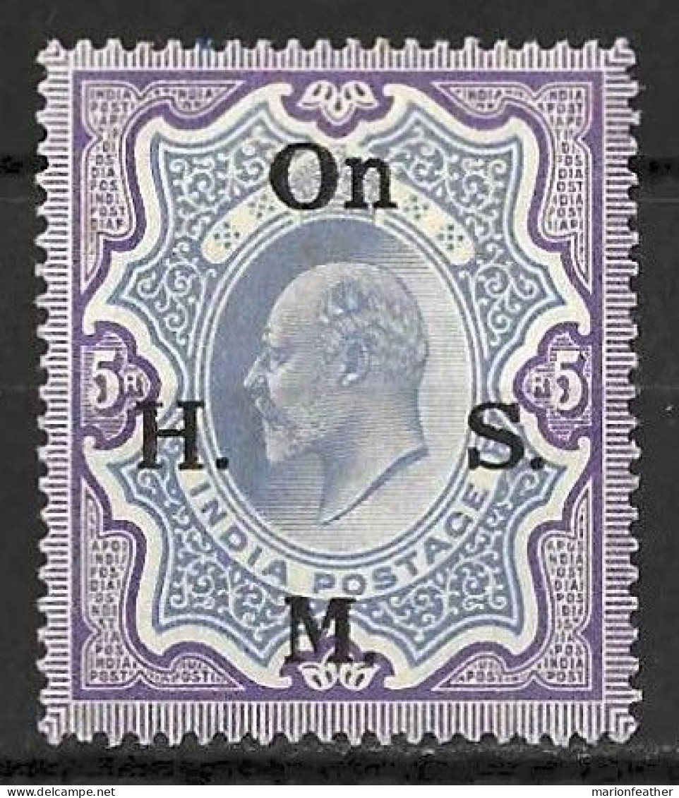 INDIA.....KING EDWARD VII...(1901-10...)...." OHSM..".......5R.........LMH.. - 1902-11  Edward VII