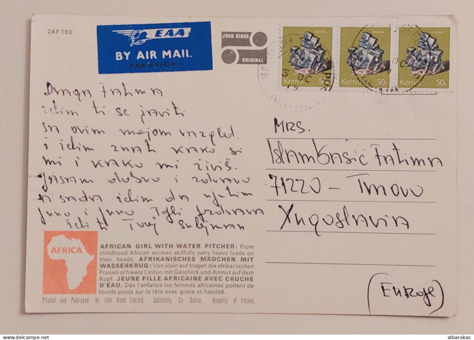 Kenya -  Girl  ,NUS ETHNIQUES Adultes ( Afrique Noire ) , Stamp  Used Air Mail 1979 - Kenia