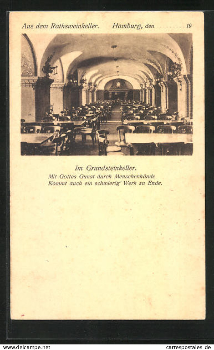 AK Hamburg, Gasthaus Rathsweinkeller, Grundsteinkeller  - Mitte