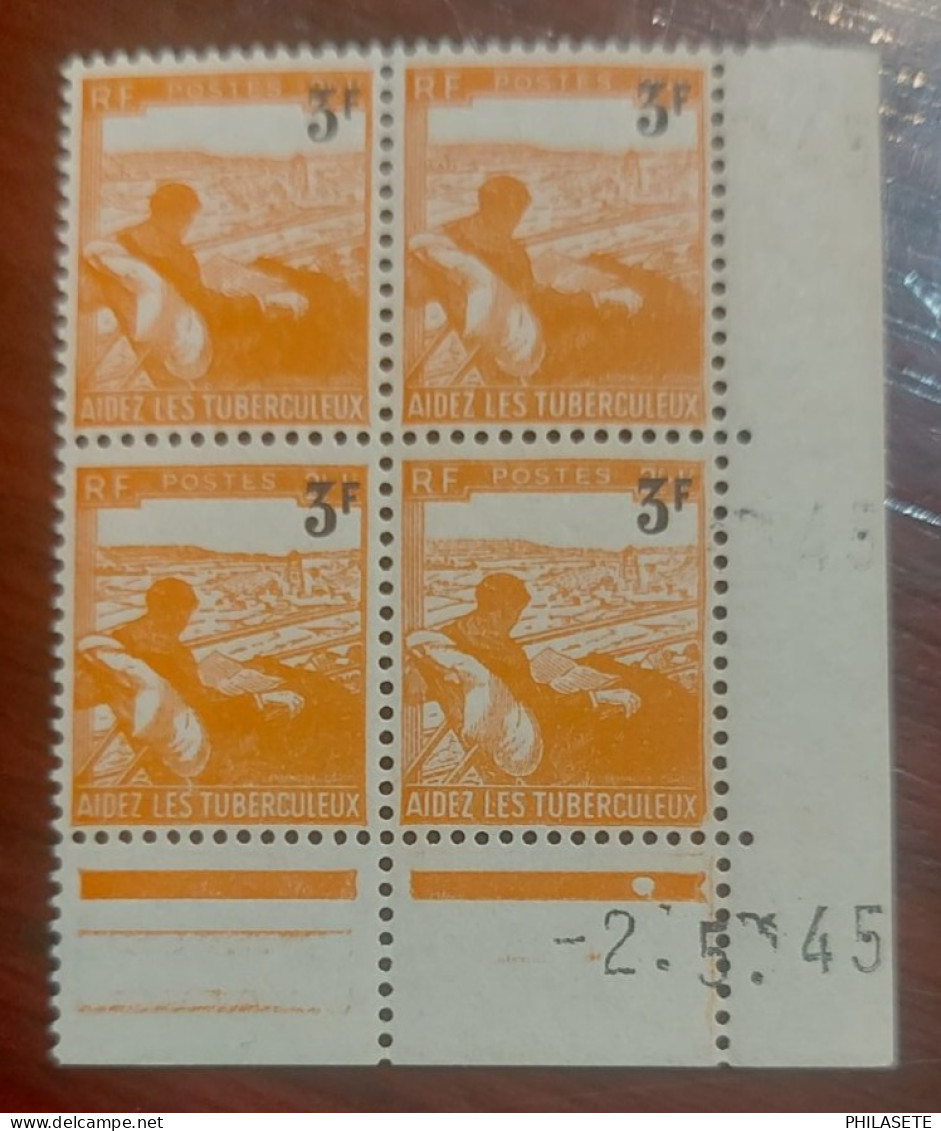 France 1946 Neuf** Bloc De 4 Timbres YV N° 750 Au Profit Des Tuberculeux - Ongebruikt