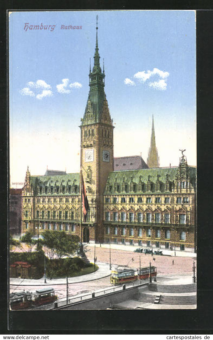 AK Hamburg, Rathaus, Strassenbahn  - Mitte
