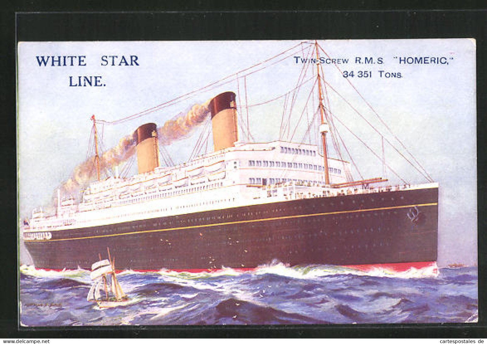 AK Passagierschiff R. M. S. Homeric Auf Hoher See, White Star Line  - Steamers