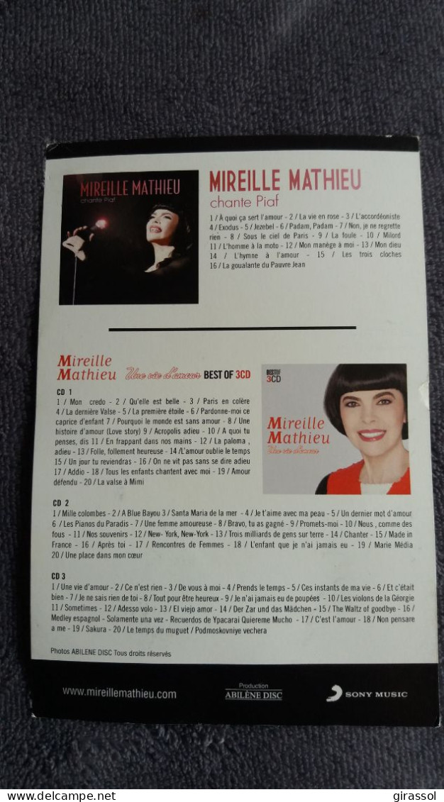 CPSM CHANTEUSE MIREILLE MATHIEU CHANTE PIAF SIGNATURE AUTOGRAPHE DEDICACE VOIR VERSO - Chanteurs & Musiciens