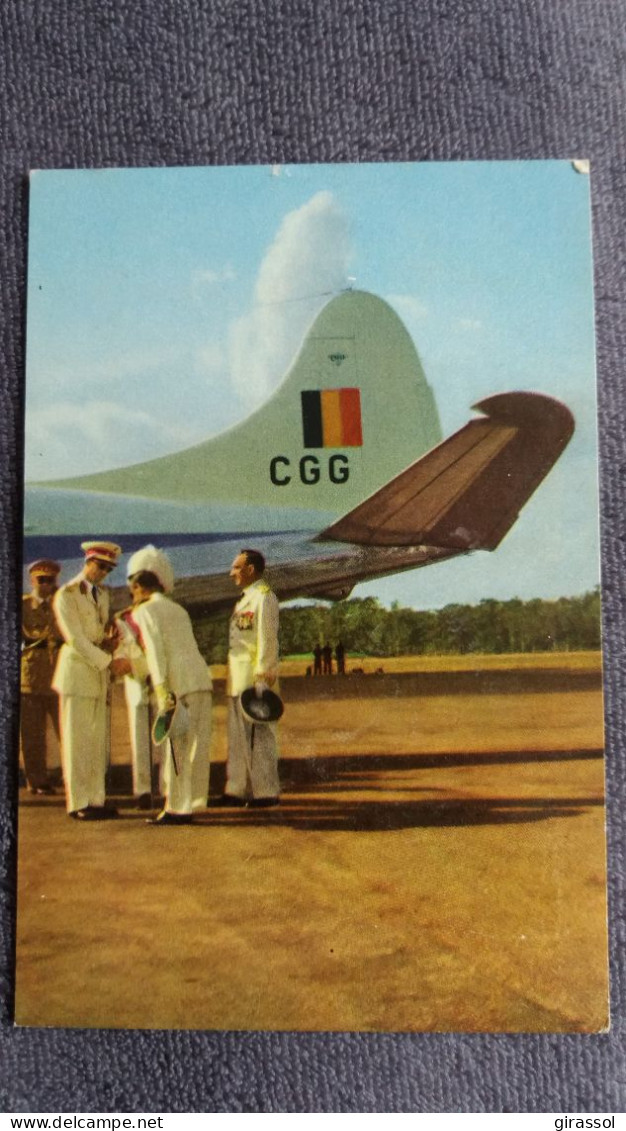 CPSM AVION VOYAGE DU ROI AU CONGO ETE 1955 AVION PRIVE GOUVERNEUR GENERAL COLONIE ATTERRIT A STANLEYVILLE - 1946-....: Moderne