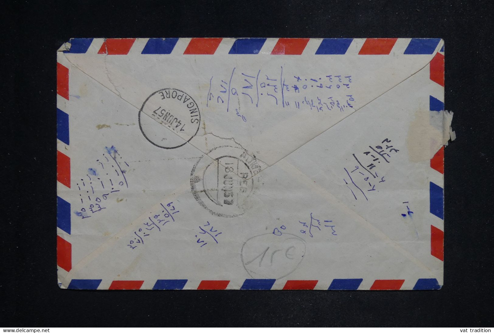 SINGAPOUR - Lettre Commerciale Recommandée Par Avion > L'Inde - 1957 -  A 3016 - Singapore (...-1959)