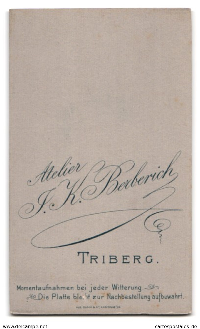 Fotografie J. K. Berberich, Triberg, Portrait Bürgerlicher Herr Mit Zwicker Und Schnauzbart  - Personnes Anonymes