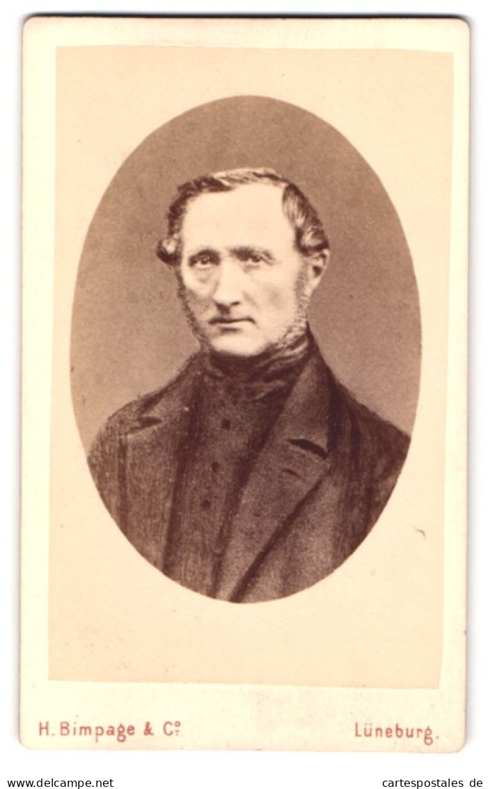 Fotografie H. Bimpage & Co., Lüneburg Am Meere, Portrait Charmanter Herr Mit Backenbart  - Anonyme Personen