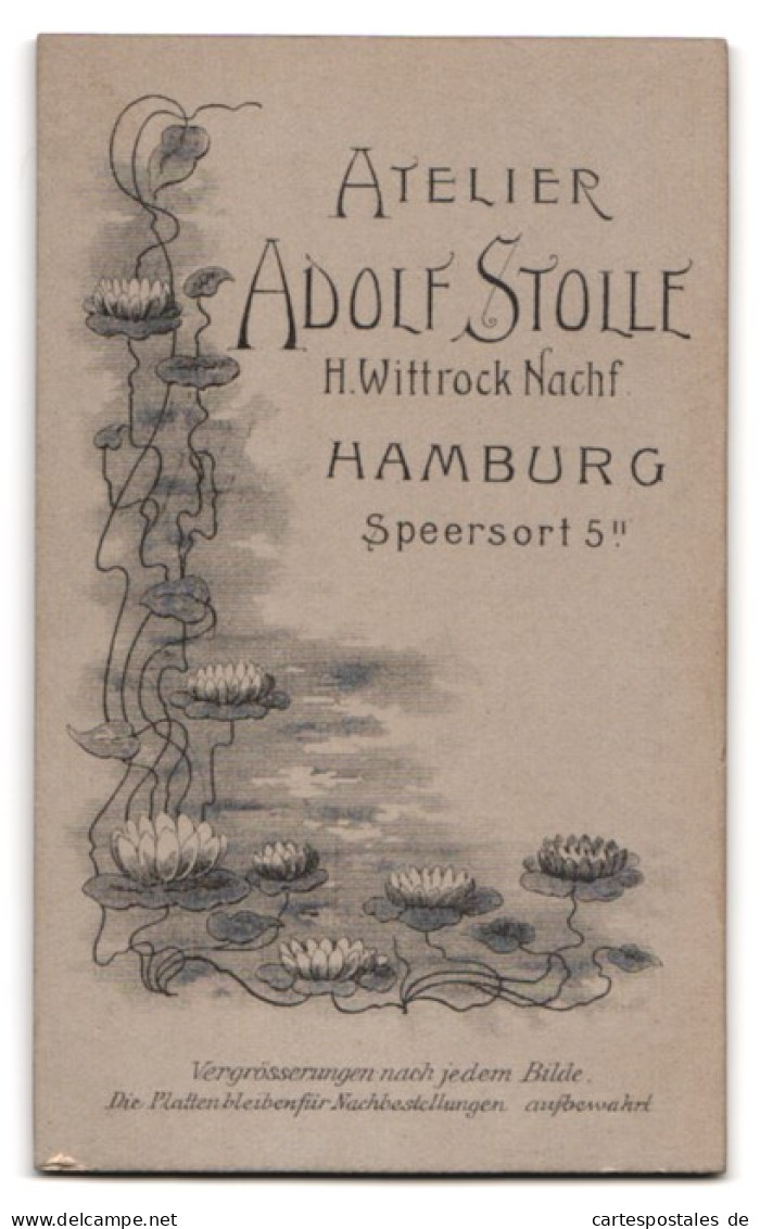 Fotografie Adolf Stolle, Hamburg, Speersort 5, Junge Dame Mit Mittelscheitel  - Anonyme Personen