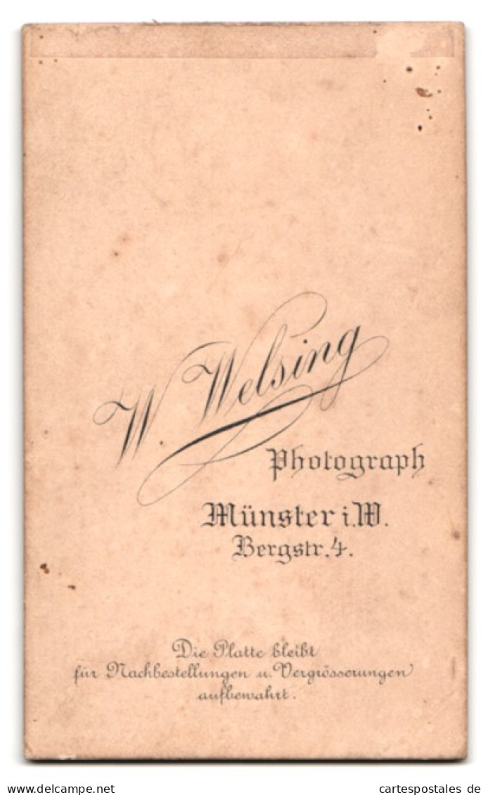 Fotografie W. Welsing, Münster I. W., Bergstrasse 4, Junger Mann Mit Fliege  - Anonymous Persons