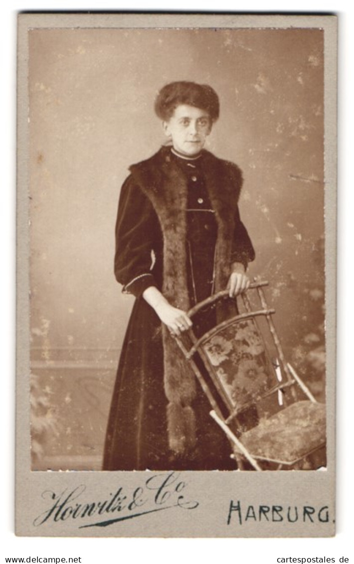 Fotografie Horwitz & Co, Harburg, Wilstorferstrasse 77, Bürgerliche Frau Mit Pelz  - Anonymous Persons