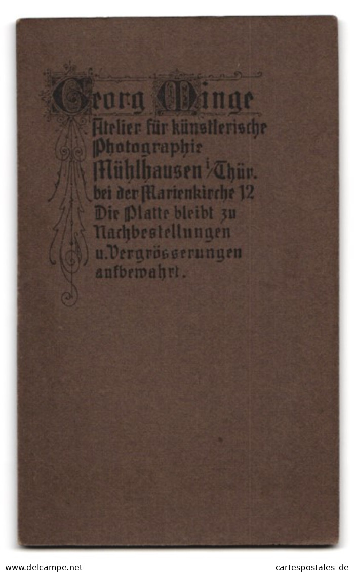 Fotografie Georg Minge, Mühlhausen I. Thür., Bei Der Marienkirche 12, Herr Mit Schnurrbart Und Zwicker  - Anonyme Personen