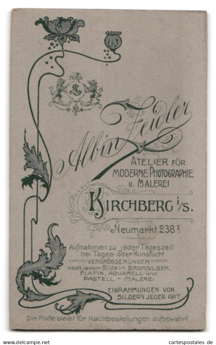 Fotografie Albin Zeidler, Kirchberg I. S., Neumarkt 238, Junge Frau Mit Blume In Der Hand  - Anonieme Personen