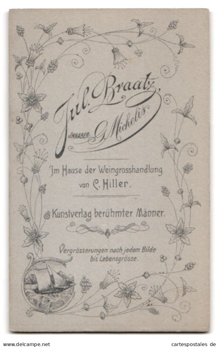 Fotografie Jul. Braatz, Berlin N. W., Unter Den Linden 62 /63, Portrait Paar, Mann Mit Schnauzbart Und Zwicker  - Anonieme Personen